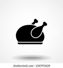 Roasted chicken or Turkey ready for Thanksgiving. Vector icon or sign.