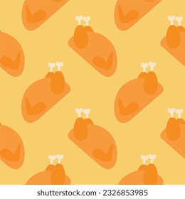 roasted chicken or turkey seamless pattern vector illustration