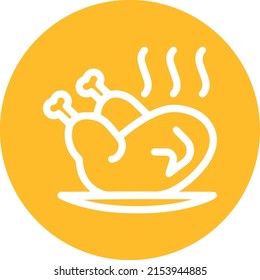 Roasted Chicken Vector Illustration Color Icon