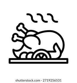 Ilustração De Vetor De Frango Torrado, Ícone De Estilo De Linha