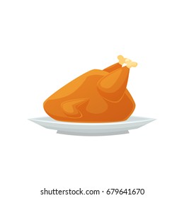 Roasted chicken vector isolated illustration