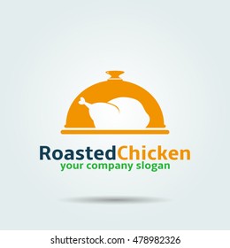 Roasted Chicken Vector Logo Design Template  