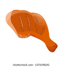 Roasted chickens leg. Vector illustration on white background