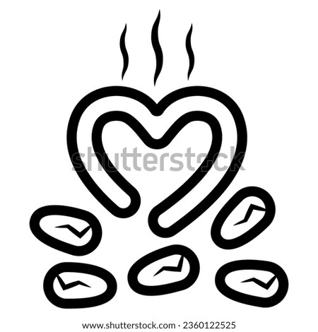 Roasted cocoa beans line icon, Chocolate festival concept, cocoa beans with steam sign on white background, roasted cacao icon in outline style for mobile concept and web design. Vector graphics