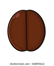 Roasted Coffee Bean Cartoon. Vector Illustration Isolated On White