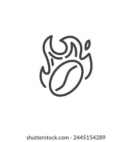 Roasted coffee bean line icon. linear style sign for mobile concept and web design. Burning coffee bean outline vector icon. Symbol, logo illustration. Vector graphics