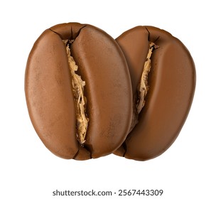 Roasted coffee bean mockup isolated on white background. Realistic vector illustration. Ready for your design. EPS10.	