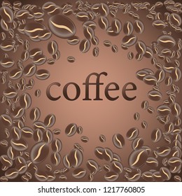 Roasted coffee bean, vector light chocolate background