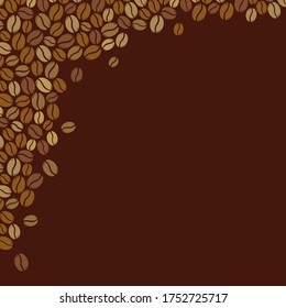 Röstete Kaffeebohnen leeres quadratisches dunkelbraunes Rahmen. Grafische Menüvorlage Vektorgrafik.
