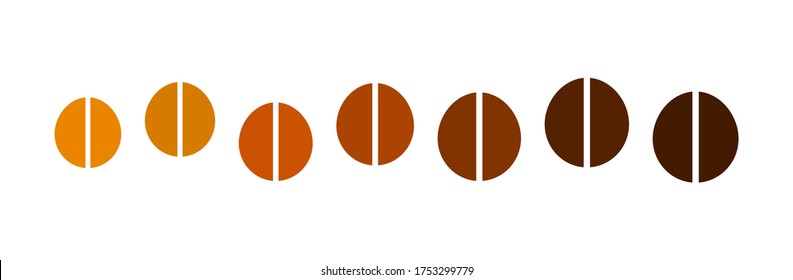 Colección creativa de granos de café asados. Ilustración vectorial.