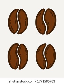 Roasted coffee beans. Hand drawn graphic vector illustration isolated on white background.