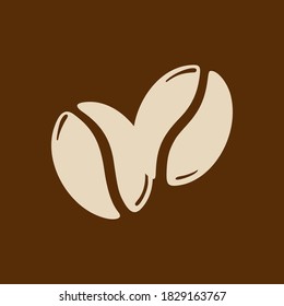 Granos de café asados. Ilustración vectorial gráfica dibujada a mano aislada sobre fondo marrón.