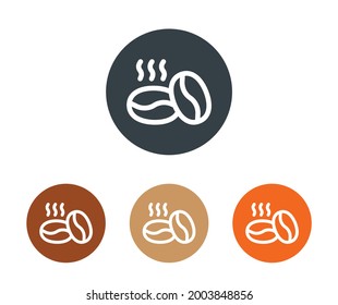 Roasted coffee beans icon set. Aroma of arabica vector symbol