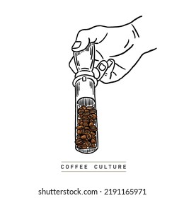 Roasted Coffee beans Coffee Industry Hand drawn line art illustration