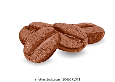 Roasted coffee beans isolated on white background with clipping path