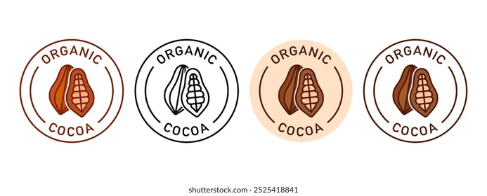 Roasted coffee beans label vector design for packaging. High quality coffee brown sticker. Transparent background. Illustration, logo, stamp, tag, emblem, mark or seal.