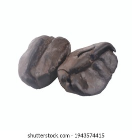 Roasted coffee beans on white background