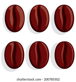 Roasted Coffee Beans on white background, flat graphic vector illustration. Fully adjustable & scalable.