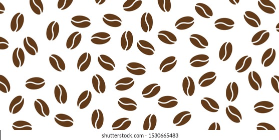 Roasted coffee beans pictogram. Bean background pattern. For mug or cup. Coffee percolator. Banner for work, school or home. Coffee mill or coffee grinder. bean grind, size chart grains.