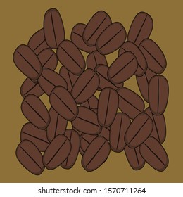 Roasted coffee beans scattered around 