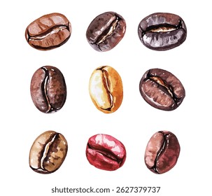 Roasted coffee beans, showcasing their rich brown tones and detailed textures. Perfect for coffee-related designs, advertisements, or culinary projects. Adds a touch of warmth and richness.