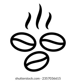 Frijoles de café tostados con icono de la línea de humo, concepto de negocio de catering, señal del vector del café molido sobre fondo blanco, icono del estilo de contorno para el concepto móvil y diseño web. Gráficos vectoriales