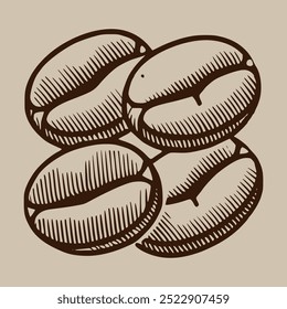 Ilustração vetorial de grãos de café torrados
