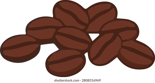 Roasted coffee beans vector illustration, aromatic cafe seed icon isolated beverage asset