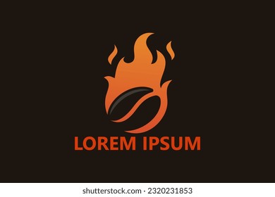 Roasted coffee, fire bean logo template design vector