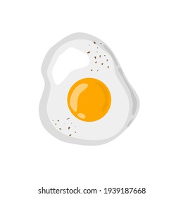 Roasted Egg With Yolk Isolated On White Background. Vector Illustration.