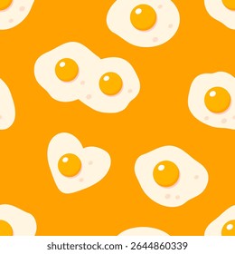 Ovos torrados desenhados à mão padrão sem costura. Impressão perfeita para papel, tecido, tecido. Ilustração de vetor alimentar para decoração e design.

