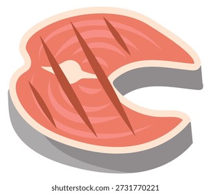 Roasted fish. Bbq seafood icon. Salmon steak