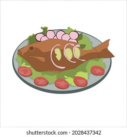 Roasted fish Color vector clipart design