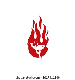 roasted fish grill logo vector icon illustration