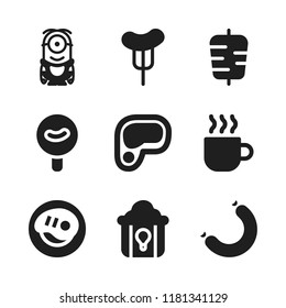 roasted icon. 9 roasted vector icons set. fried chicken, sausage and coffee icons for web and design about roasted theme