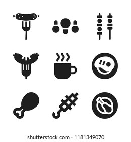 roasted icon. 9 roasted vector icons set. chicken leg, sausage and coffee icons for web and design about roasted theme