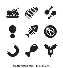 roasted icon. 9 roasted vector icons set. steak, roast chicken and sausage icons for web and design about roasted theme