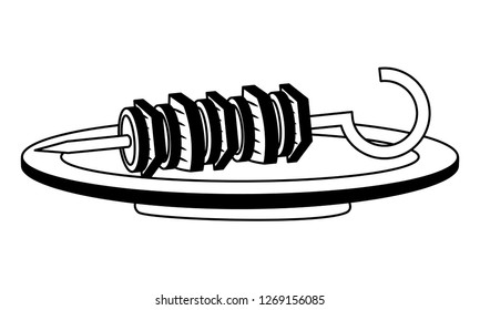 roasted kebab on dish white background