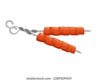 Kebab tostado en skewer bq parrillada comida vectorial ilustración en fondo blanco