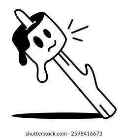 A roasted marshmallow melting, hand drawn icon 
