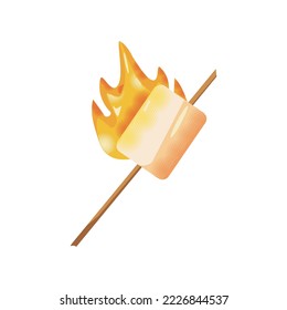 roasted marshmallow in stick icon isolated