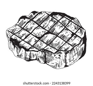 icono de bocetos de carne asada bbq aislado