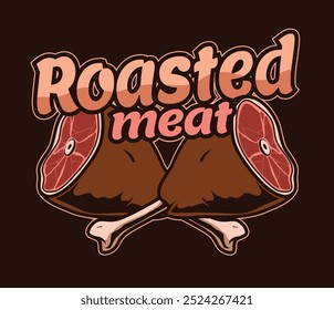 Diseño de dibujo de Vector de carne tostada