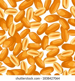 Roasted Peanut nut seed. Peanuts seamless pattern. Realistic nuts. Template for packaging.