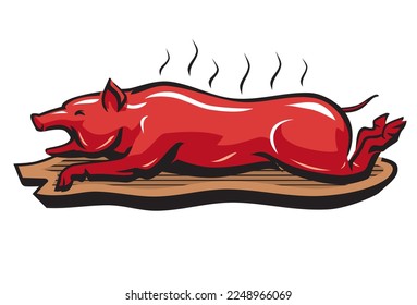 Geröstetes Schweinefleisch auf Fach, Lechon-Präparate-Food-Illustration