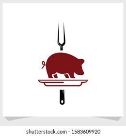 roasted pork logo design concept, restaurant logo design inspirations