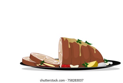 Roasted pork on transparent background
