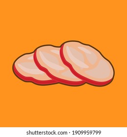 Roasted Pork on yellow background, Vector illustration