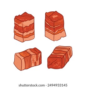 Roasted red-braised pork belly cubes