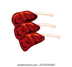 diseño de iconos aislados de costillas asadas